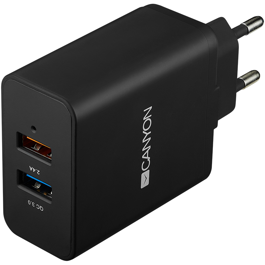 CANYON charger H-07 QC 3.0 3A/2USB-A Black