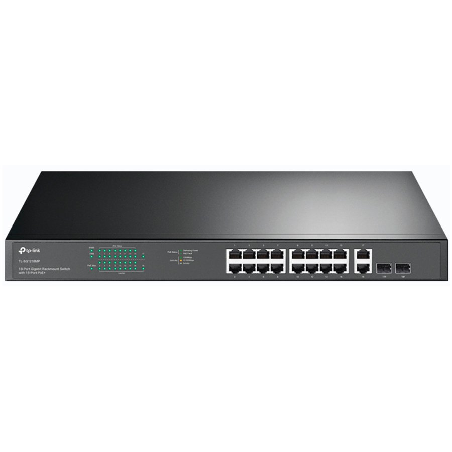 18-port gigabit Unmanaged switch with 16 PoE+