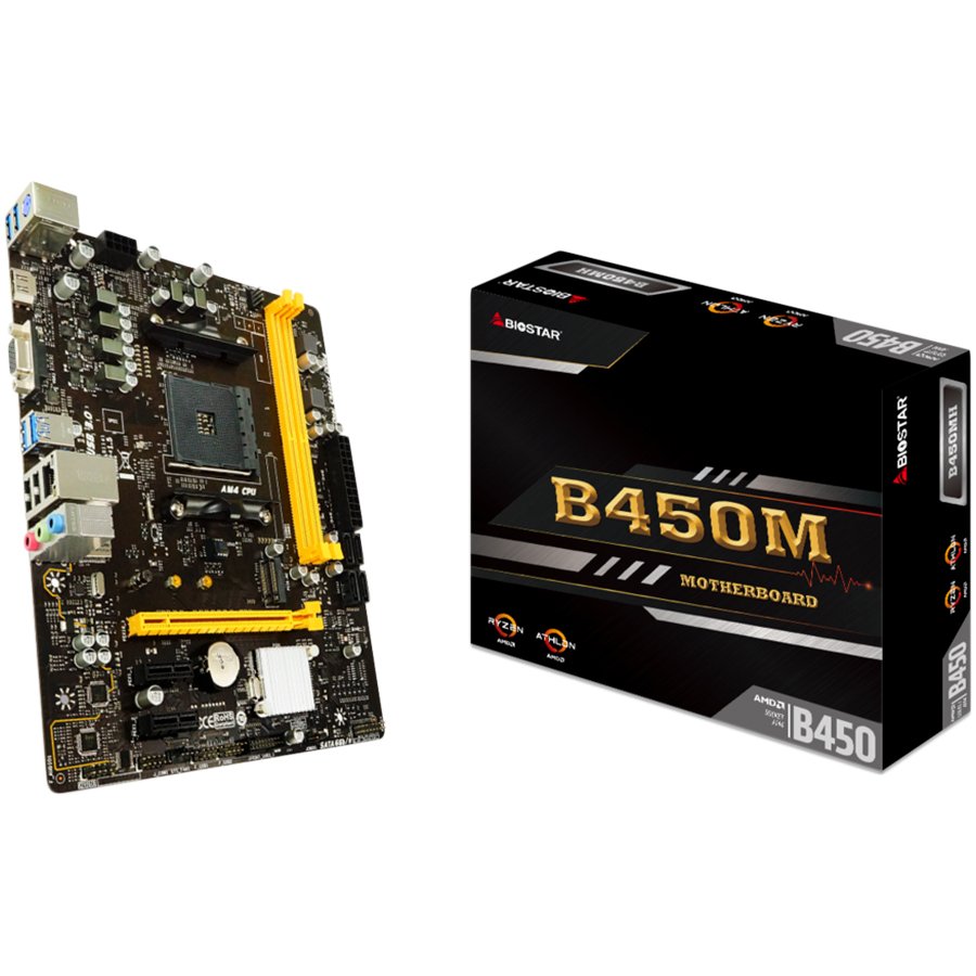 BIOSTAR MB B450 AM4 2 x DDR4 DIMM 1 x M.2 4 x