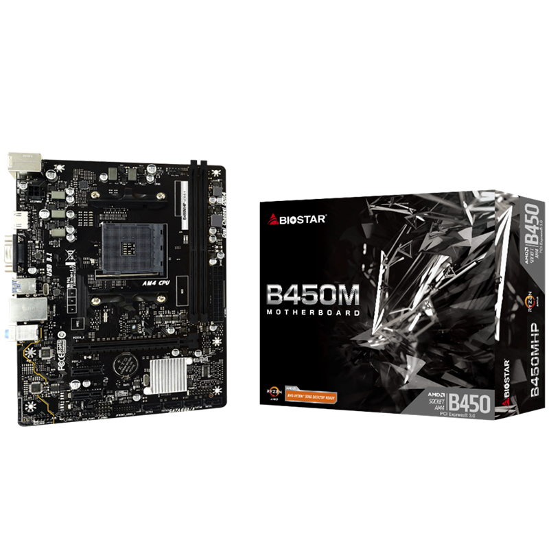 BIOSTAR MB B450 AM4 2 x DDR4 4 x SATA II 1 x VGA