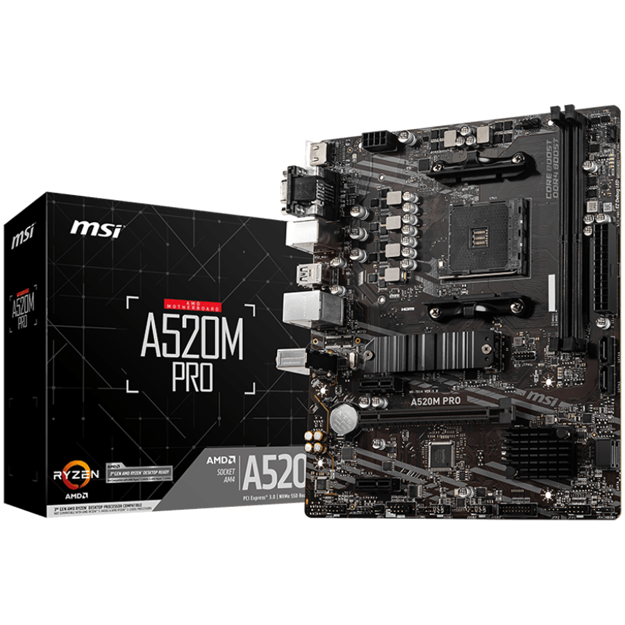 MSI MB AM4 A520 Chipset 2xDDR4 4xSata 1xM2