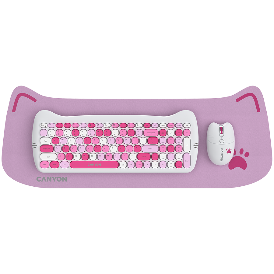 CANYON HSET-W6 EN/AD Keyboard+Mouse Kitty Edition