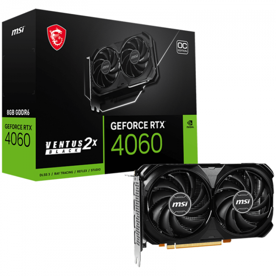 MSI Video Card NVidia RTX 4060 VENTUS 2X BLACK 8G