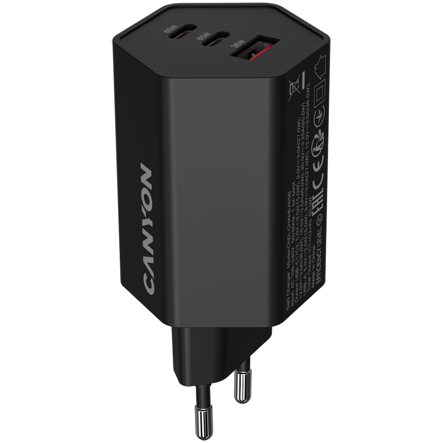 CANYON charger HEXAGON 65 GaN 65W 2xPD 1xQC EU