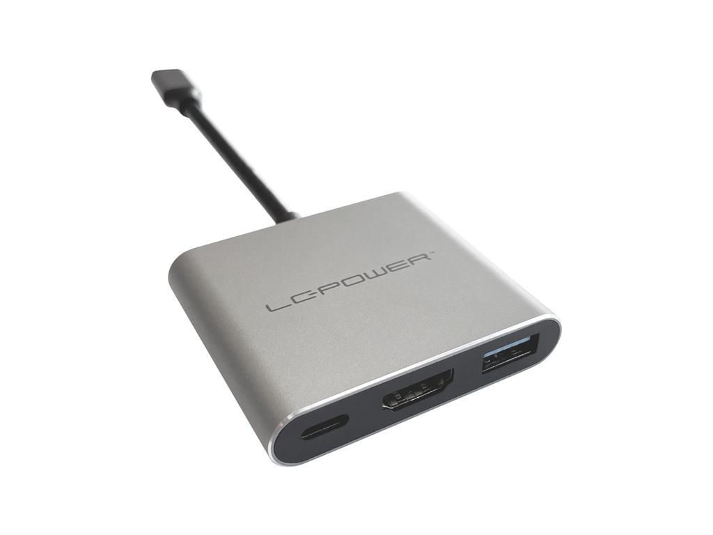 LC-Power USB-C HubUSB-A,  USB-C (PD 100W),1x HDMI